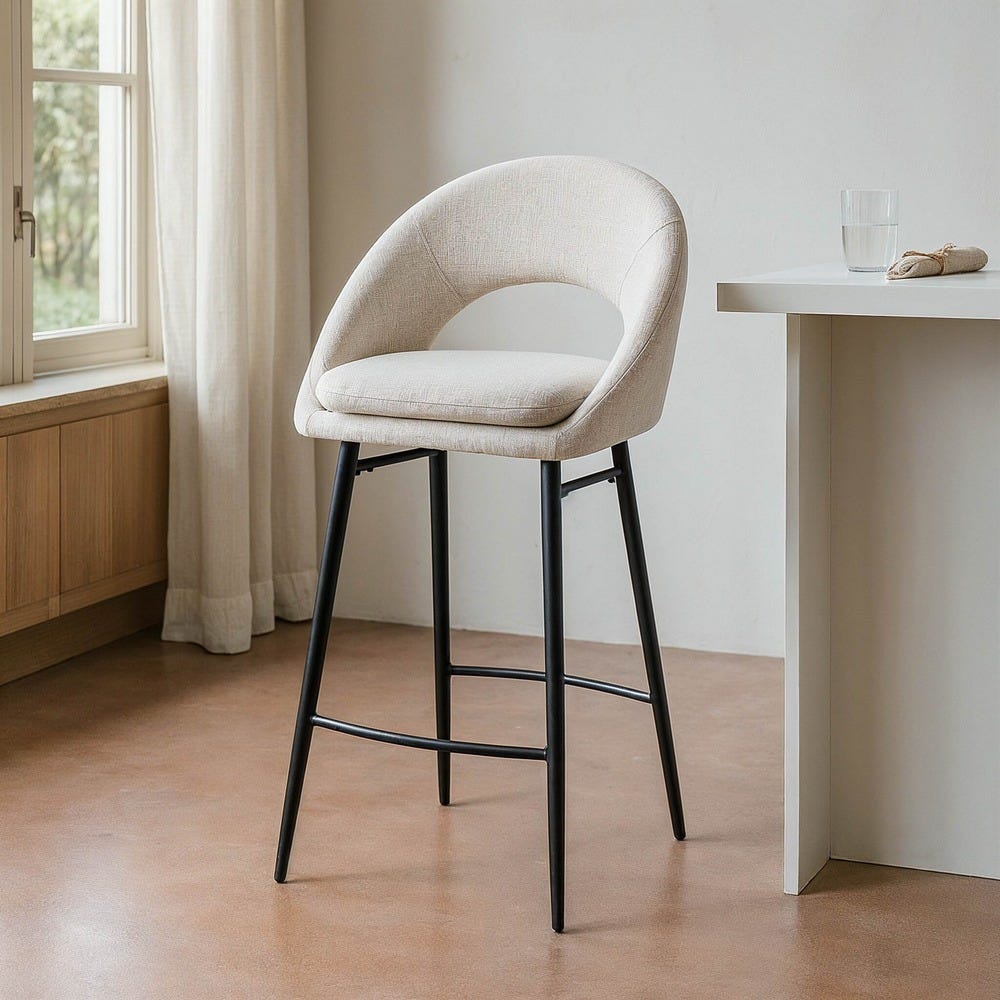 Taburete Crema Tejido-Metal Contract 53 X 48 X 100 Cm Taburete Crema Tejido-Metal Contract 53 X 48 X 100 Cm