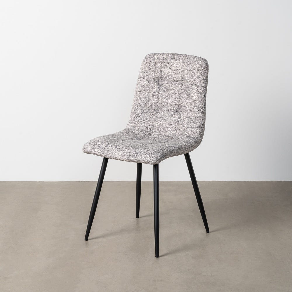 Silla Jaspeado Gris-Blanco Tejido-Metal 44 X 52 X 86 Cm Silla Jaspeado Gris-Blanco Tejido-Metal 44 X 52 X 86 Cm