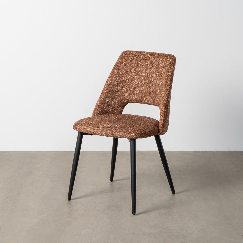 Silla Jaspeado Ocre Tejido-Metal 50 X 57 X 81 Cm Silla Jaspeado Ocre Tejido-Metal 50 X 57 X 81 Cm
