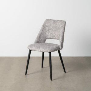 Silla Jaspeado Gris-Blanco Tejido-Metal 50 X 57 X 81 Cm Silla Jaspeado Gris-Blanco Tejido-Metal 50 X 57 X 81 Cm