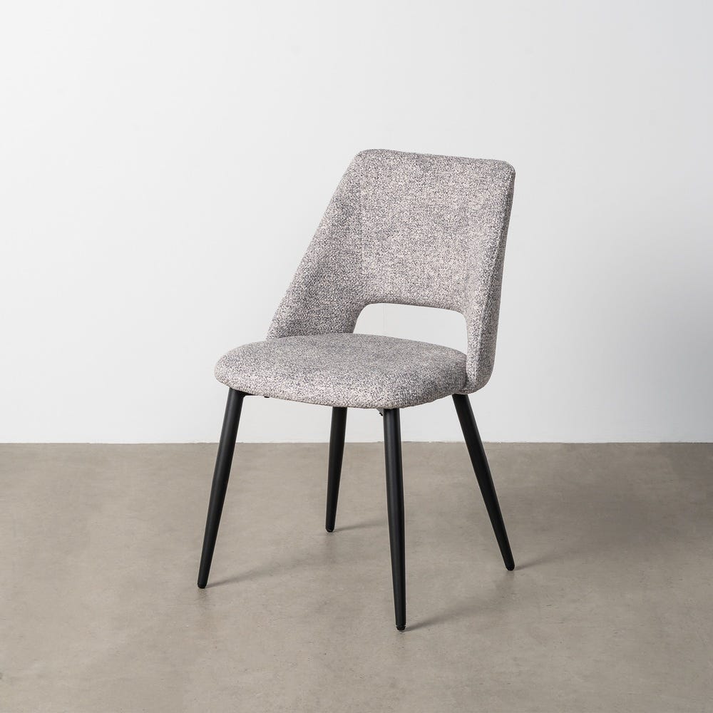 Silla Jaspeado Gris-Blanco Tejido-Metal 50 X 57 X 81 Cm Silla Jaspeado Gris-Blanco Tejido-Metal 50 X 57 X 81 Cm