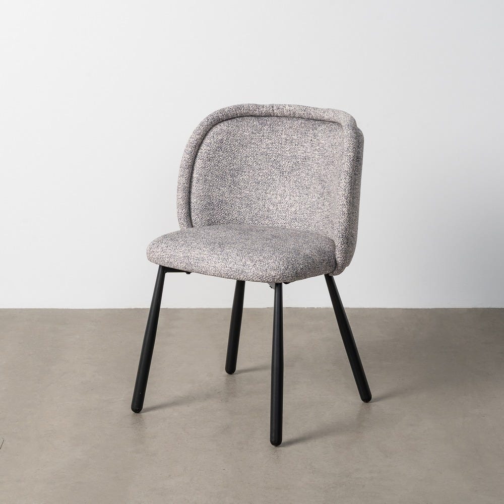 Silla Jaspeado Gris-Blanco Tejido-Metal 56 X 56 X 78 Cm Silla Jaspeado Gris-Blanco Tejido-Metal 56 X 56 X 78 Cm
