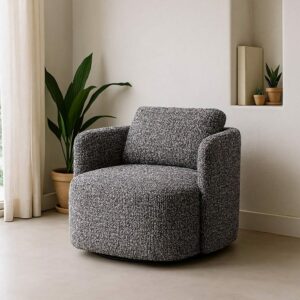 Sillón Giratorio Negro Tejido Salón 87 X 85 X 66 Cm Sillón Giratorio Negro Tejido Salón 87 X 85 X 66 Cm