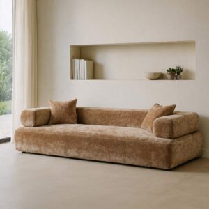 Sofá Beige Tejido Salón 245 X 100 X 64 Cm Sofá Beige Tejido Salón 245 X 100 X 64 Cm