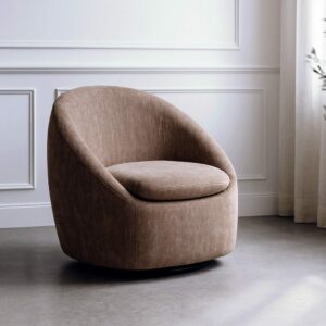 Sillón Giratorio Taupe Tejido-Madera 72 X 63 X 73 Cm