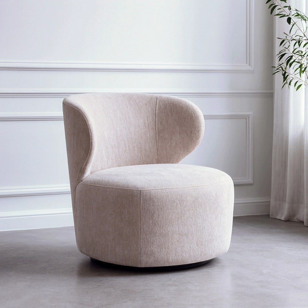 Sillón Giratorio Beige Tejido-Madera 73 X 68 X 74 Cm Sillón Giratorio Beige Tejido-Madera 73 X 68 X 74 Cm