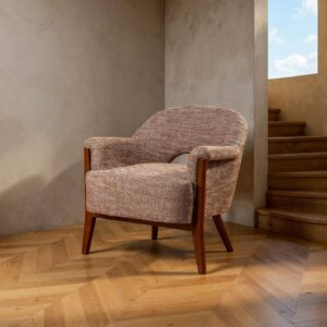 Sillón Beige-Marrón Tejido-Madera Salón 75 X 74 X 76 Cm Sillón Beige-Marrón Tejido-Madera Salón 75 X 74 X 76 Cm