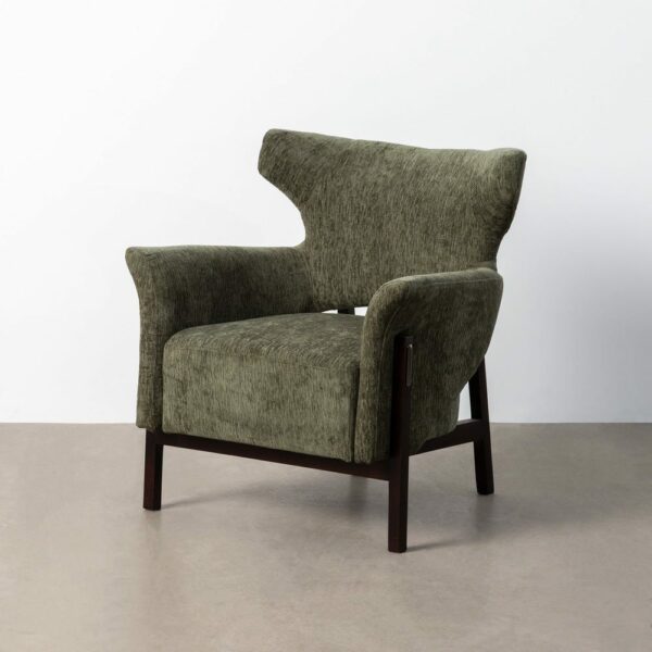 Sillón Verde Tejido-Madera Salón 73 X 72 X 77 Cm