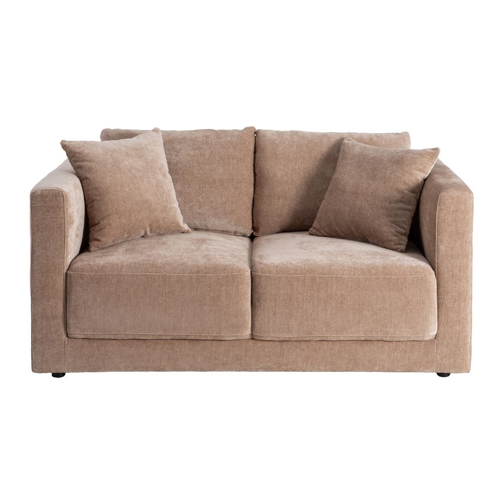 Sofá 2 Plazas Taupe Tejido-Madera 165 X 96 X 86 Cm Sofá 2 Plazas Taupe Tejido-Madera 165 X 96 X 86 Cm