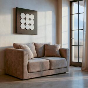 Sofá 2 Plazas Taupe Tejido-Madera 165 X 96 X 86 Cm Sofá 2 Plazas Taupe Tejido-Madera 165 X 96 X 86 Cm