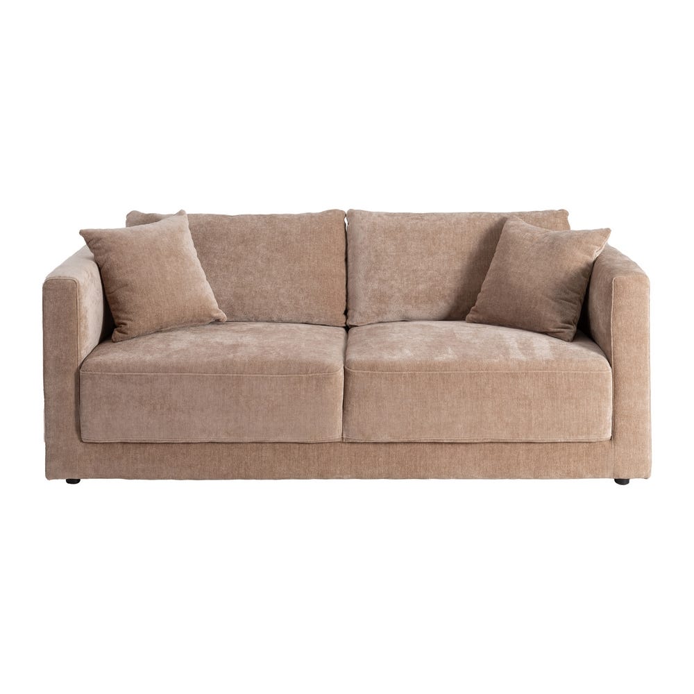 Sofá 3 Plazas Taupe Tejido-Madera 210 X 96 X 86 Cm Sofá 3 Plazas Taupe Tejido-Madera 210 X 96 X 86 Cm