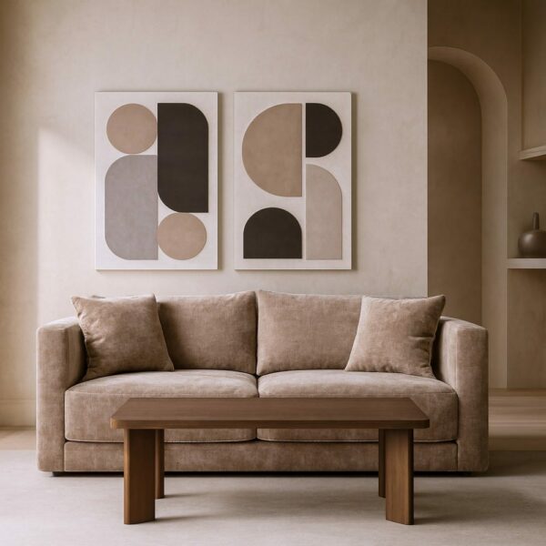 Sofá 3 Plazas Taupe Tejido-Madera 210 X 96 X 86 Cm