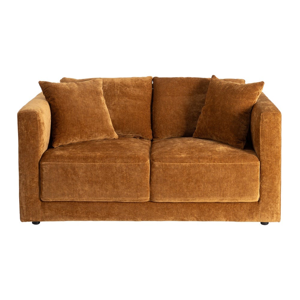 Sofá 2 Plazas Ocre Tejido-Madera 165 X 96 X 86 Cm Sofá 2 Plazas Ocre Tejido-Madera 165 X 96 X 86 Cm