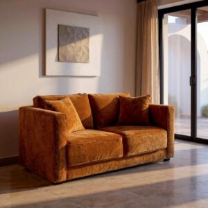 Sofá 2 Plazas Ocre Tejido-Madera 165 X 96 X 86 Cm Sofá 2 Plazas Ocre Tejido-Madera 165 X 96 X 86 Cm