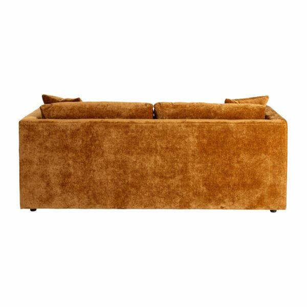 Sofá 3 Plazas Ocre Tejido-Madera 210 X 96 X 86 Cm