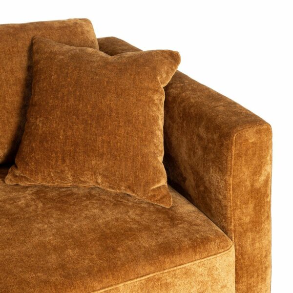 Sofá 3 Plazas Ocre Tejido-Madera 210 X 96 X 86 Cm