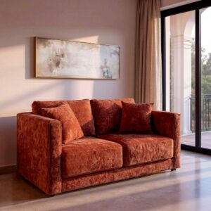 Sofá 2 Plazas Teja Tejido-Madera 165 X 96 X 86 Cm Sofá 2 Plazas Teja Tejido-Madera 165 X 96 X 86 Cm