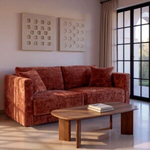 Sofá 3 Plazas Teja Tejido-Madera 210 X 96 X 86 Cm