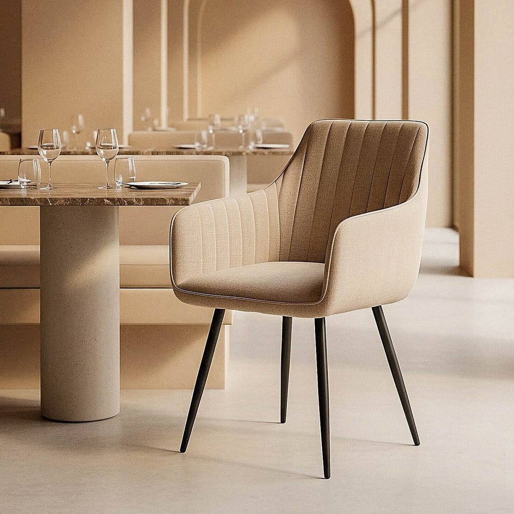 Silla Beige Tejido-Metal Salón 55 X 58,50 X 84 Cm Silla Beige Tejido-Metal Salón 55 X 58,50 X 84 Cm