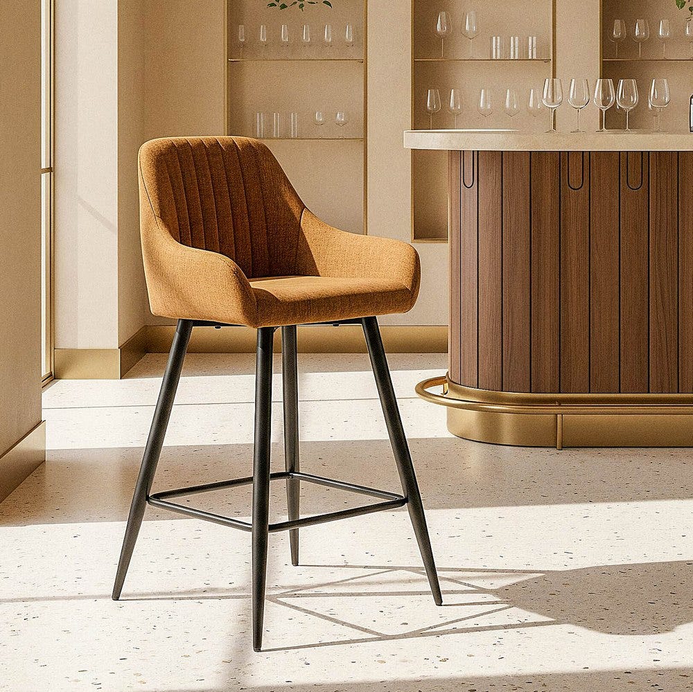 Taburete Marrón Tejido-Metal Salón 47 X 47 X 93 Cm Taburete Marrón Tejido-Metal Salón 47 X 47 X 93 Cm