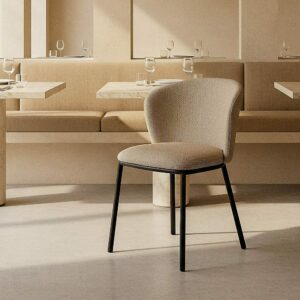 Silla Espiga Beige Tejido-Metal Salón 55 X 55 X 78 Cm Silla Espiga Beige Tejido-Metal Salón 55 X 55 X 78 Cm