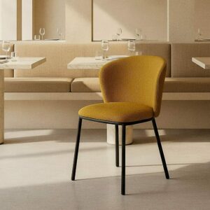 Silla Espiga Mostaza Tejido-Metal Salón 55 X 55 X 78 Cm Silla Espiga Mostaza Tejido-Metal Salón 55 X 55 X 78 Cm