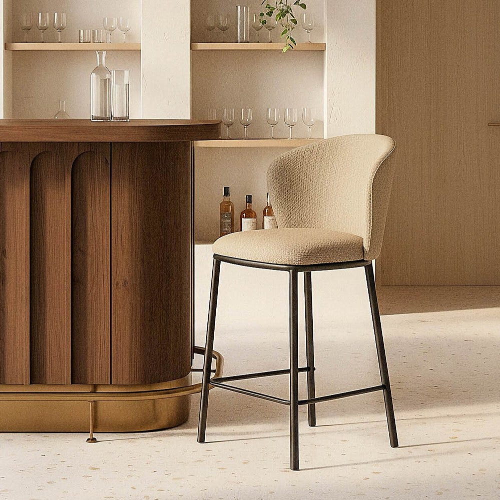 Taburete Espiga Beige Tejido-Metal Salón 55 X 55 X 96 Cm Taburete Espiga Beige Tejido-Metal Salón 55 X 55 X 96 Cm