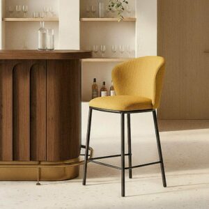 Taburete Espiga Mostaza Tejido-Metal 55 X 55 X 96 Cm Taburete Espiga Mostaza Tejido-Metal 55 X 55 X 96 Cm