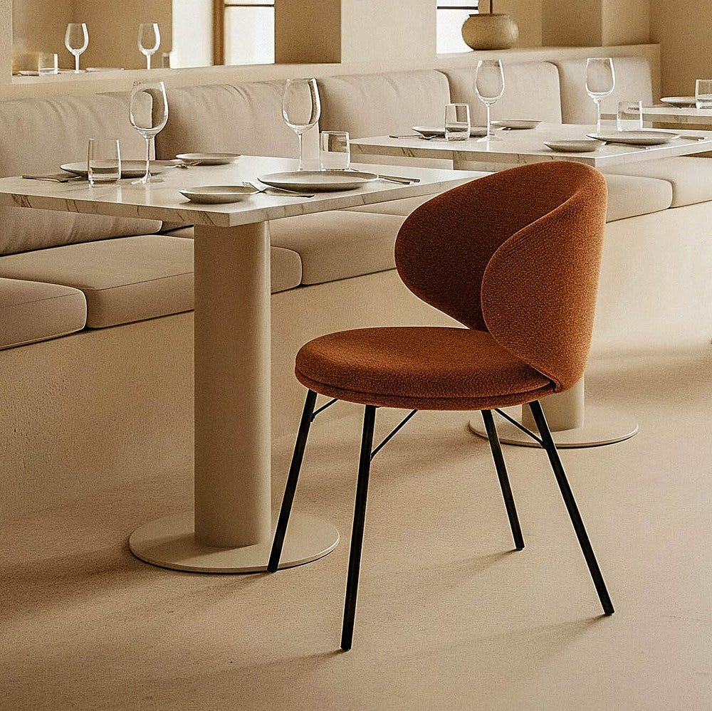 Silla Terracota Tejido-Metal Salón 57 X 53 X 75 Cm Silla Terracota Tejido-Metal Salón 57 X 53 X 75 Cm