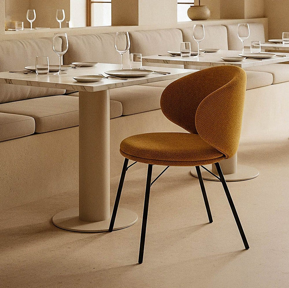 Silla Mostaza Tejido-Metal Salón 57 X 53 X 75 Cm Silla Mostaza Tejido-Metal Salón 57 X 53 X 75 Cm