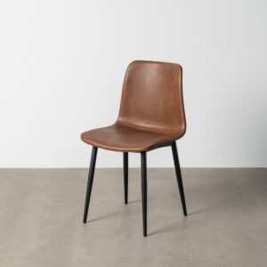 Silla Marrón Metal / Simil Piel