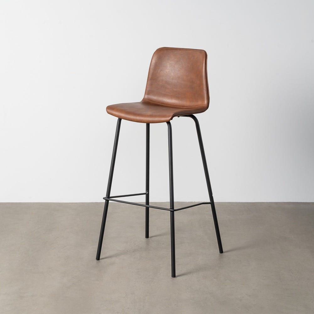 Taburete Marrón Metal / Simil Piel 47 X 47 X 103 Cm Taburete Marrón Metal / Simil Piel 47 X 47 X 103 Cm