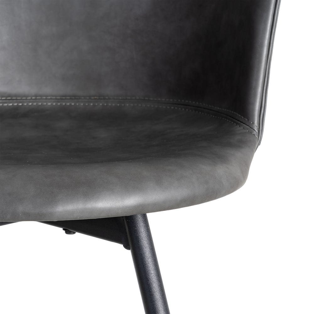 Silla Negro Metal / Simil Piel 53 X 51,50 X 76 Cm Silla Negro Metal / Simil Piel 53 X 51,50 X 76 Cm