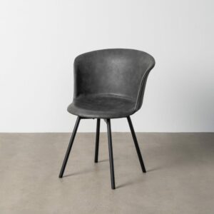 Silla Negro Metal / Simil Piel 53 X 51,50 X 76 Cm