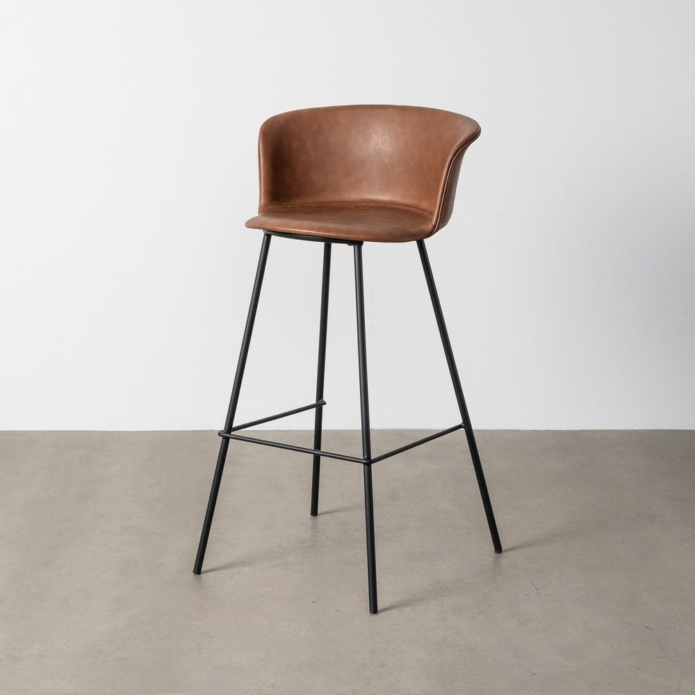 Taburete Marrón Metal / Simil Piel 44,50 X 48,50 X 93,50 Cm Taburete Marrón Metal / Simil Piel 44,50 X 48,50 X 93,50 Cm