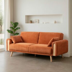 Sofá-Cama Terracota Tejido Salón 218 X 82 X 90 Cm Sofá-Cama Terracota Tejido Salón 218 X 82 X 90 Cm