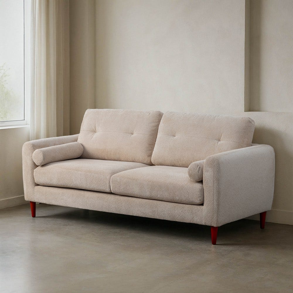 Sofá Crema Tejido Salón 195 X 87,50 X 89 Cm Sofá Crema Tejido Salón 195 X 87,50 X 89 Cm