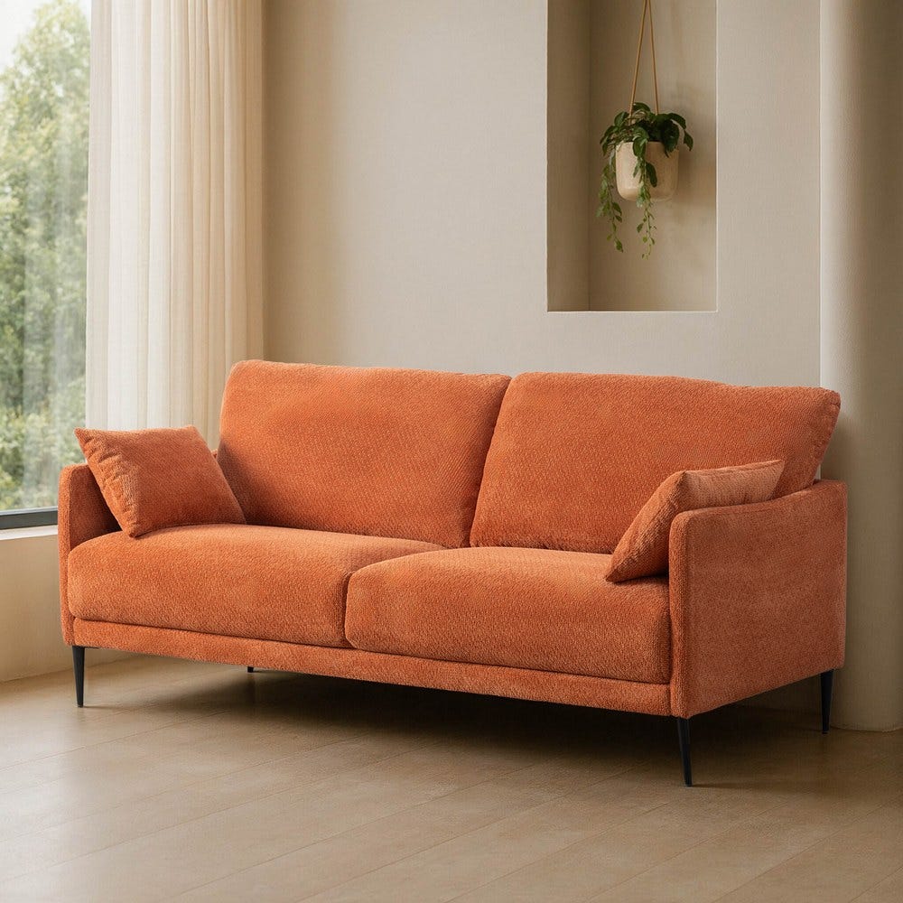 Sofá Terracota Tejido Salón 191 X 80 X 88 Cm Sofá Terracota Tejido Salón 191 X 80 X 88 Cm