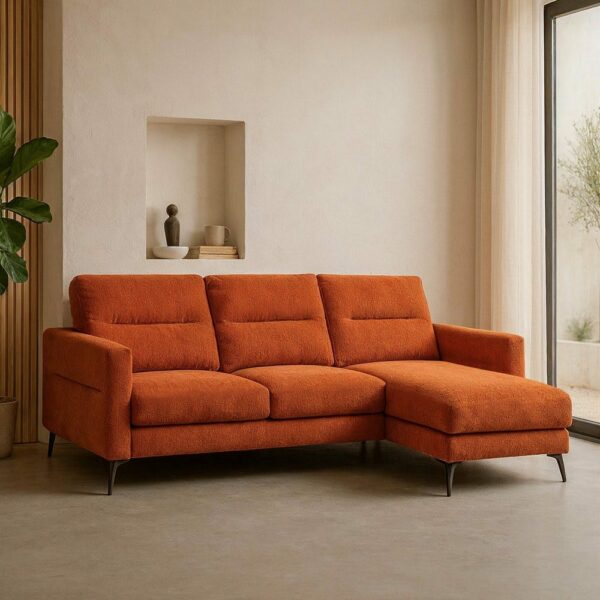 Sofá Chaise Longue Terracota Tejido 238 X 160 X 87,50 Cm