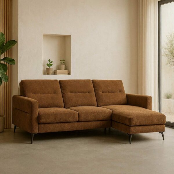 Sofá Chaise Longue Marrón Tejido Salón 238 X 160 X 87,50 Cm