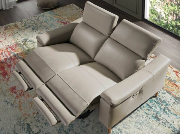 Sofá relax 2 plazas piel gris taupe