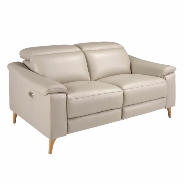 Sofá relax 2 plazas piel gris taupe