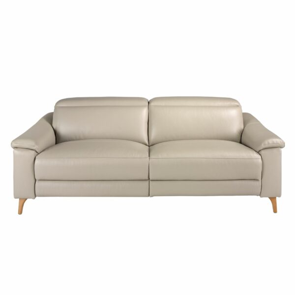 Sofá relax 3 plazas piel gris taupe