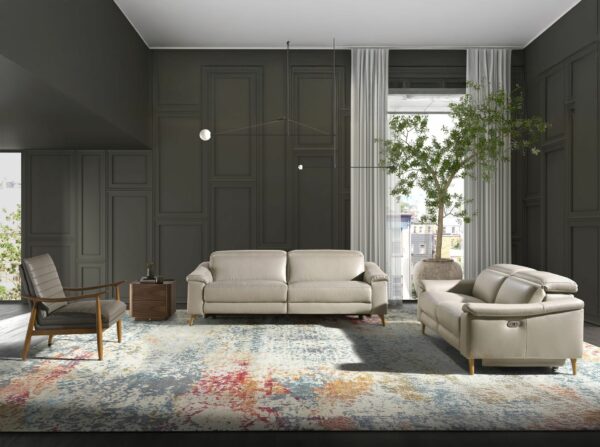 Sofá relax 3 plazas piel gris taupe