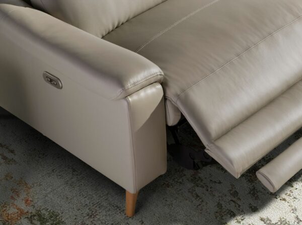 Sofá relax 3 plazas piel gris taupe