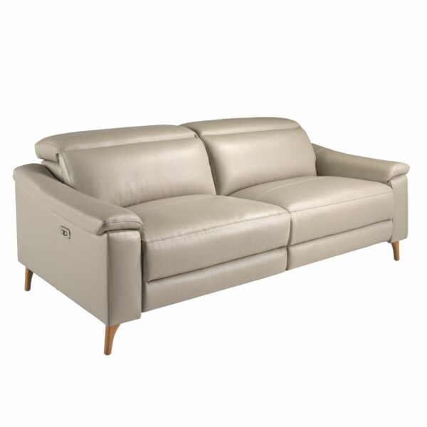 Sofá relax 3 plazas piel gris taupe