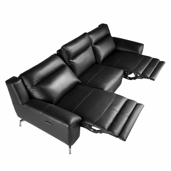 Sofá relax 3 plazas piel negro