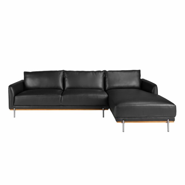 Sofá chaise longue derecha piel negro