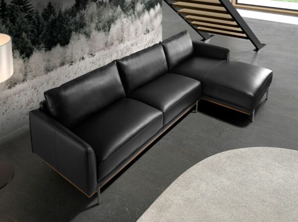 Sofá chaise longue derecha piel negro