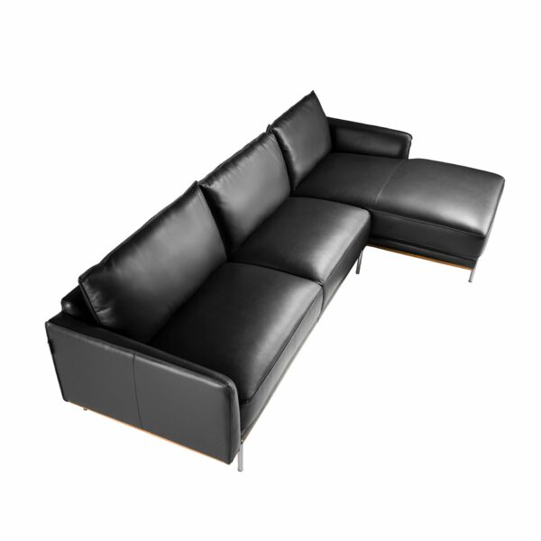 Sofá chaise longue derecha piel negro
